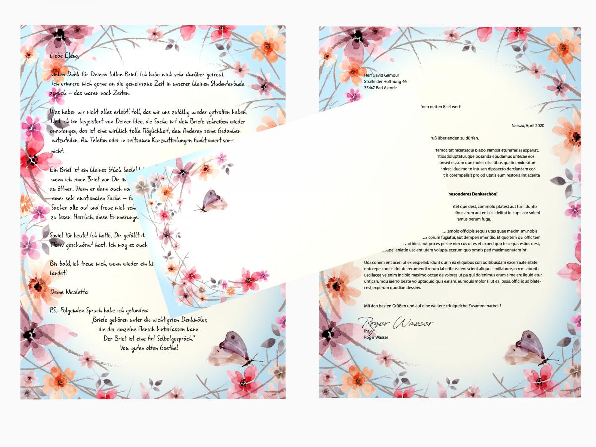 Stationery Spring with Butterflies and Flowers Writing paper